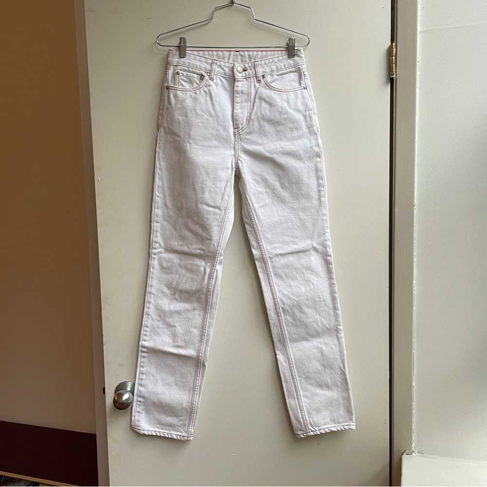 White Ganni Denim contrast stitch